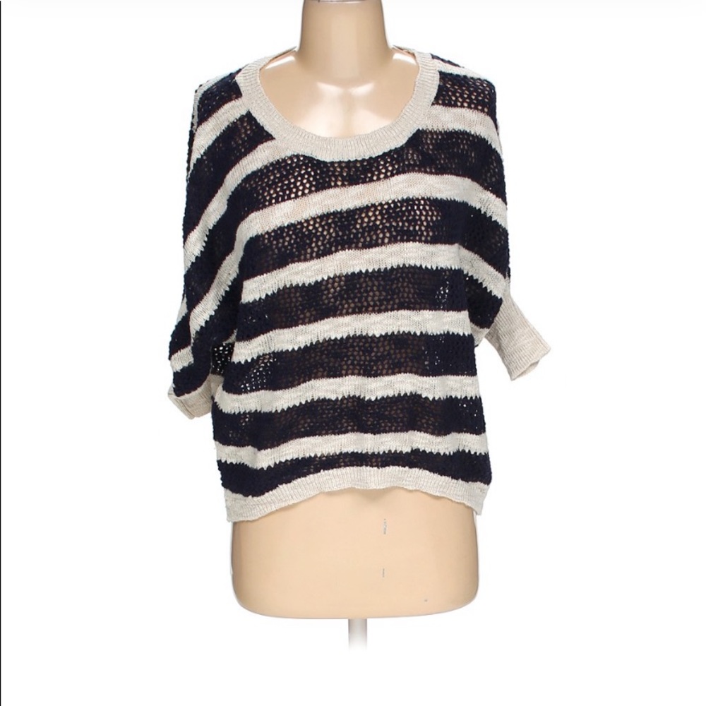 Anthro AphOrism black and white striped sweater size XS
